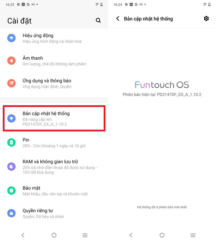 Kiểm tra phiên bản cập nhật phần mềm