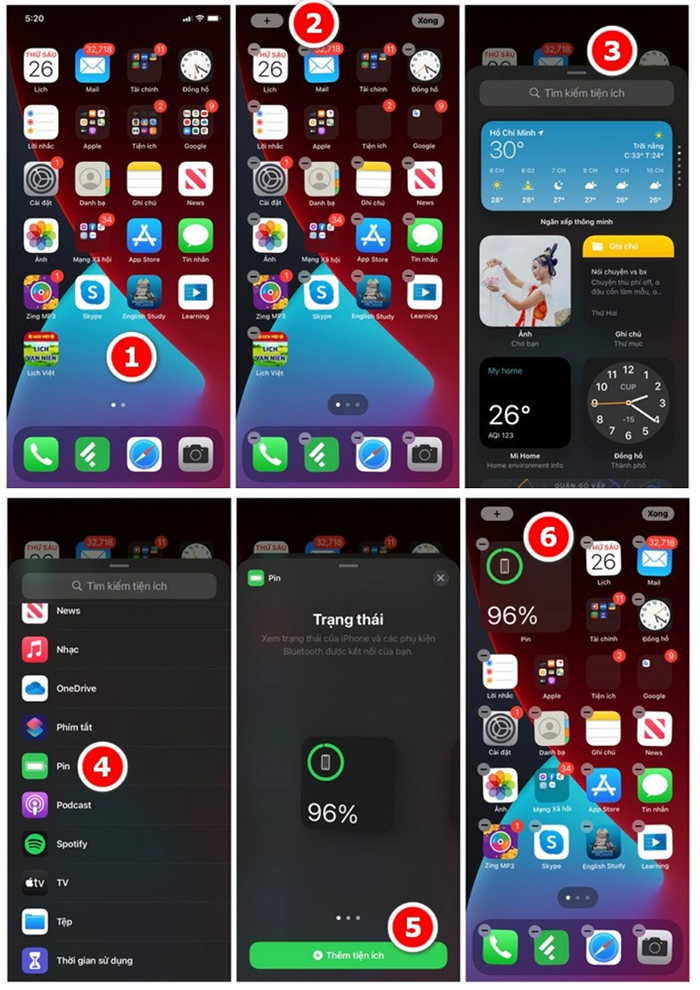 Thêm tiện ích ra màn hình chính