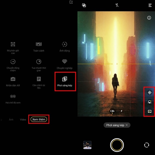 Chế độ phơi sáng kép cho phép tùy chỉnh hiệu ứng ảnh