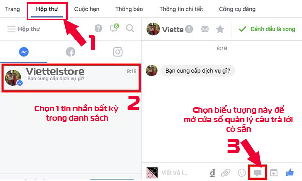 Kiểm tra mục hộp thư của Fanpage