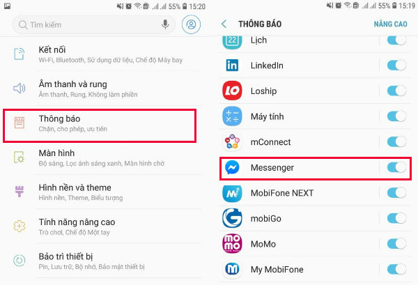 Bật tính năng thông báo trên điện thoại