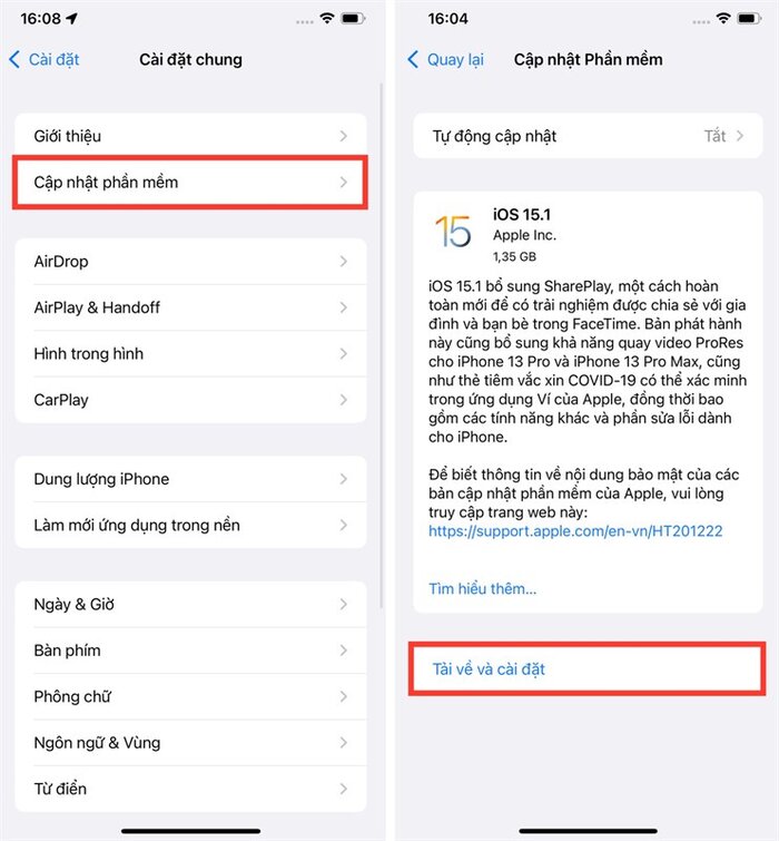 Cập nhật phàn mềm mới để khắc phục lỗi