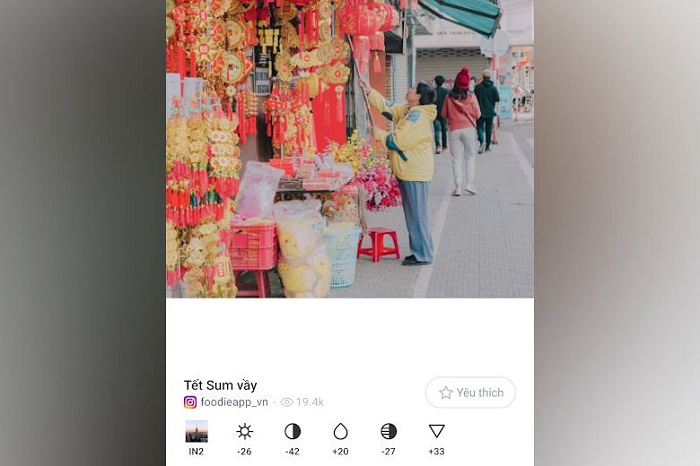 Foodie cũng tích hợp nhiều bộ lọc màu hấp dẫn khác cho người dùng lựa chọn