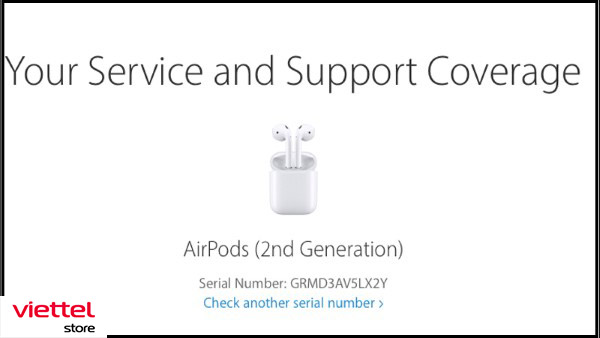Kiểm tra serial của Airpods trên web của Apple