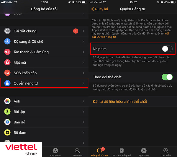Tắt tính năng đo nhịp tim liên tục