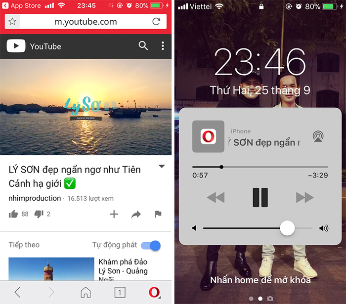 Sử dụng Opera mini để nghe nhạc trên Youtube khi tắt màn hình