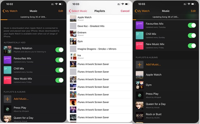 Nghe nhạc trên Apple Watch với Sync