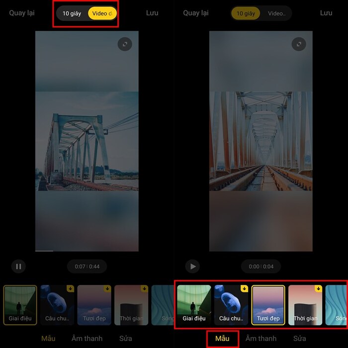 Mục Mẫu sẽ cho bạn các gợi ý video mẫu