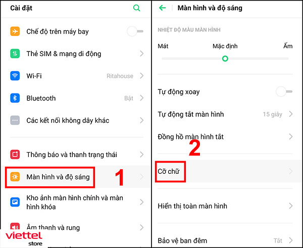 Chỉnh kích cỡ chữ trên OPPO