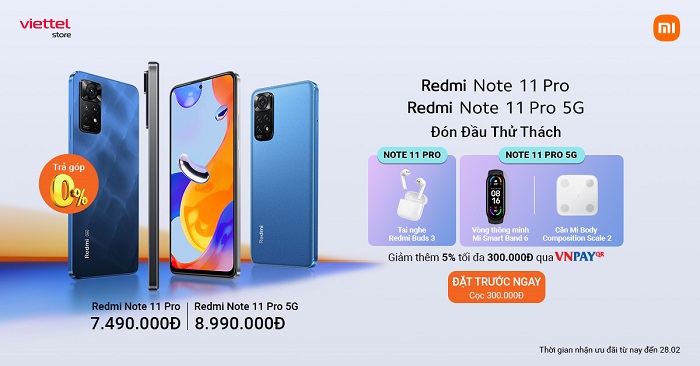 Nhận ngay ưu đãi hấp dẫn khi đặt trước Redmi Note 11 Pro | 11 Pro 5G tại Viettel Store