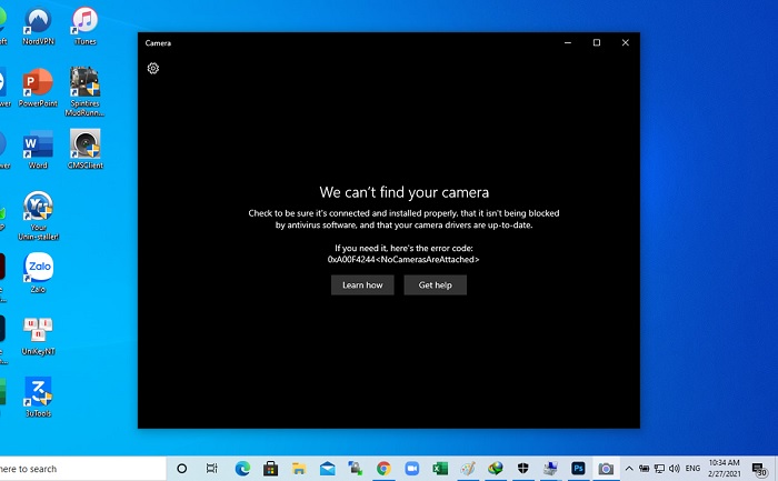 Thông báo lỗi We can’t find your camera trên laptop