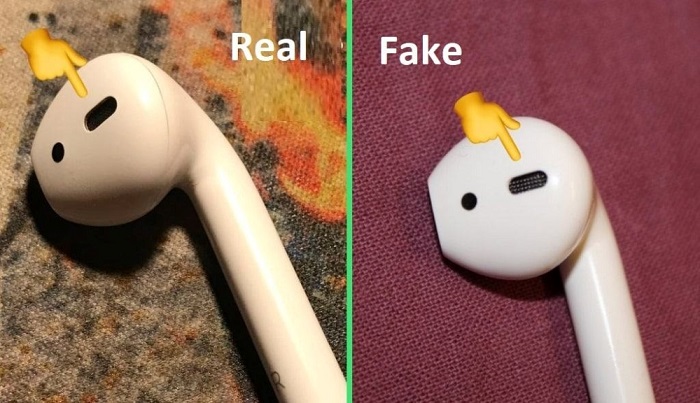 Sự khác biệt giữa lỗ thông hơi của AirPods Fake và Real