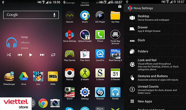 Thay đổi thiết lập hiển thị trên ngăn ứng dụng 