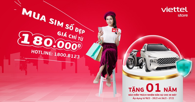 Mua SIM số đẹp giá chỉ từ 180.000đ tặng ngay 01 năm bảo hiểm trách nhiệm dân sự cho xe máy