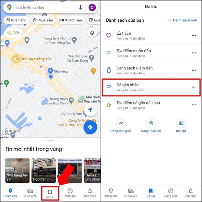 Nhấn chọn mục Đã gắn nhãn
