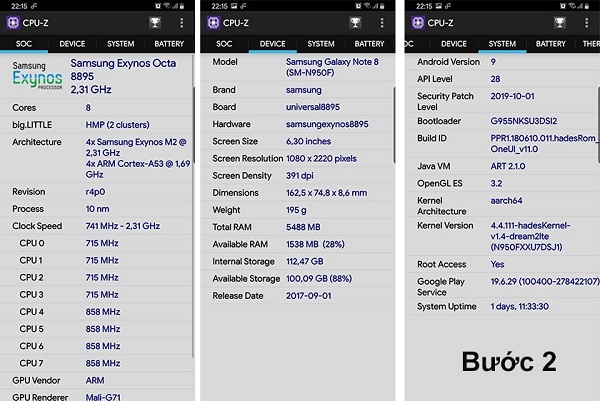 Kiểm tra cấu hình samsung