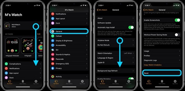 Cách reset Apple Watch bằng điện thoại iPhone 