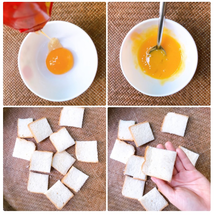 bánh mì trứng bằng nồi chiên không dầu