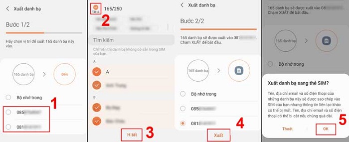 Chọn liên hệ muốn chuyển
