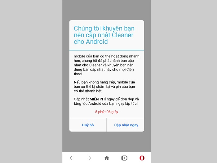 Xuất hiện thông báo nâng cấp phần mềm và diệt virus
