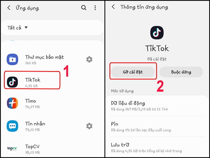 Nhấn chọn Gỡ cài đặt