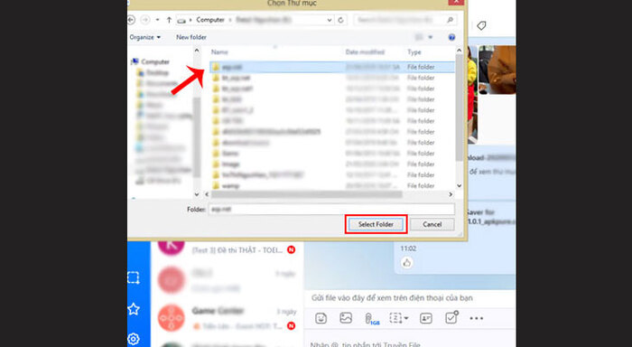 Chọn Select Folder để hoàn tất