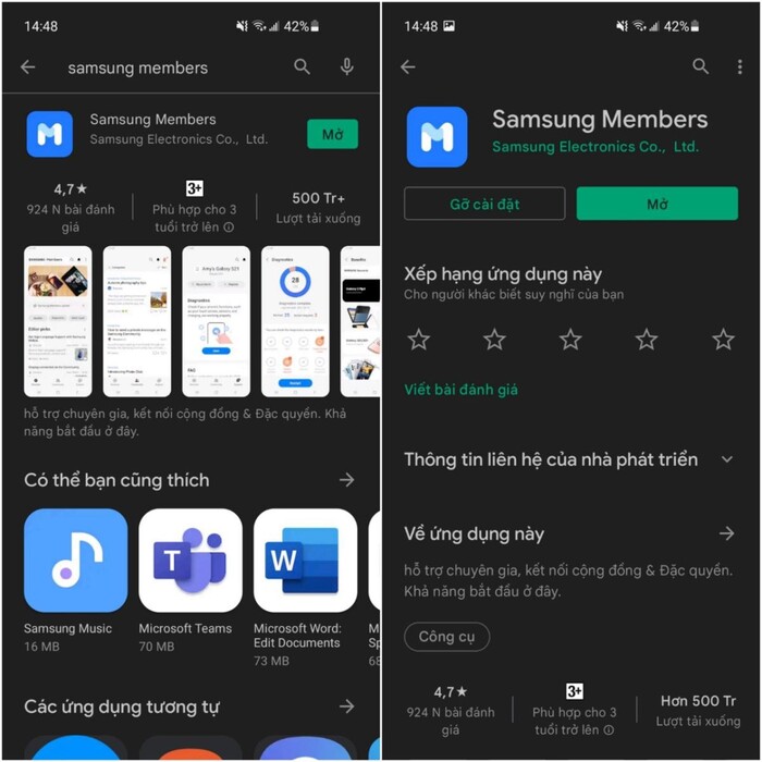 Cài đặt ứng dụng Samsung Members tại CH Play