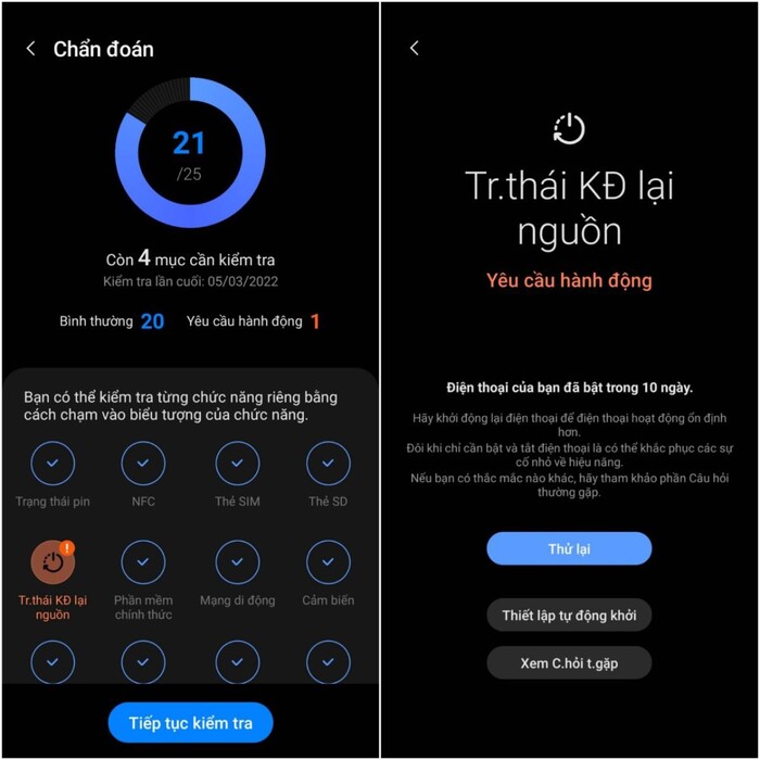 Ứng dụng sẽ thông báo cho bạn kết quả sau kiểm tra