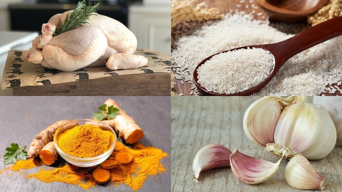 Nguyên liệu chuẩn bị món ăn cơm gà Hội An