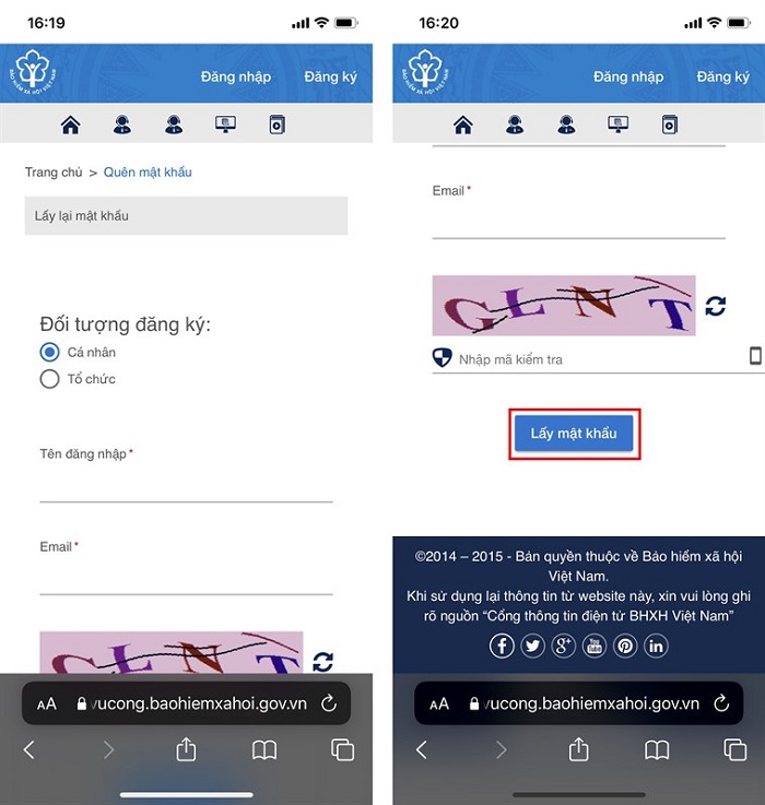 cách lấy lại mật khẩu ứng dụng VssID