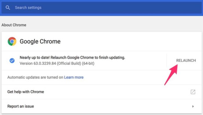 Nâng cấp phiên bản mới để trình duyệt nhanh hơn