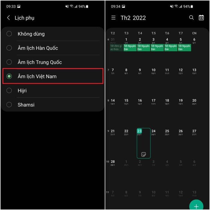 3 bước đơn giản để xem lịch âm trên điện thoại Samsung