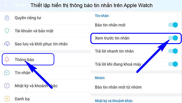 Cài đặt zalo trên apple watch