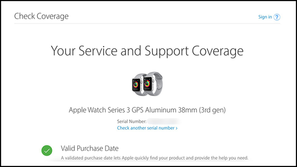 Check serial Apple Watch