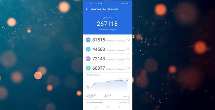 Điểm hiệu năng của OPPO A76 qua phần mềm Antutu