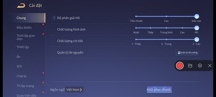 Thiết lập đồ họa tựa game Liên quân Mobile