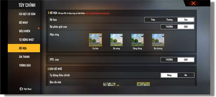 Cài đặt cấu hình game Free Fire