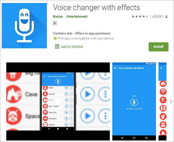 Voice changer with effects