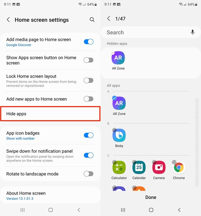 Dễ dàng ẩn ứng dụng khi không có nhu cầu sử dụng