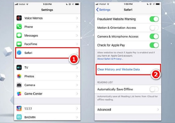 Cách xoá bộ nhớ đệm trên iphone