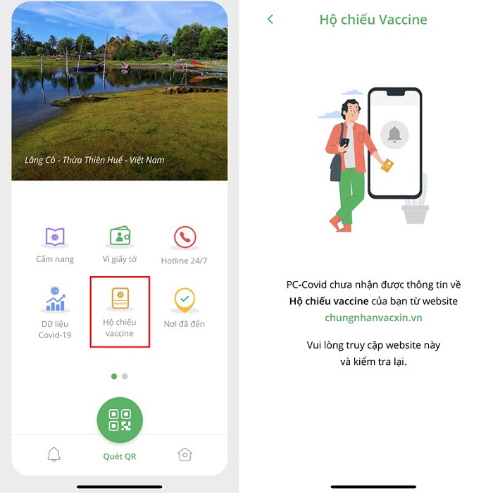 Hộ chiếu vaccine trong ứng dụng PC Covid