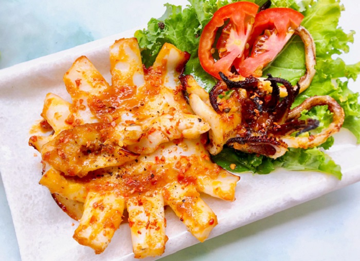 Món mực nướng sả ớt đã hoàn thành