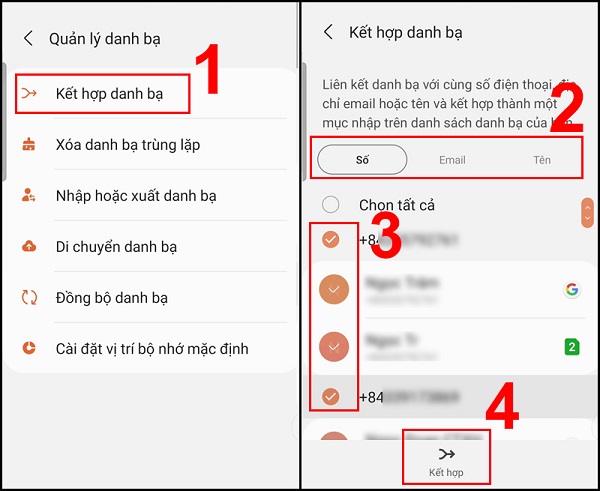 Cách lưu số điện thoại vào sim trên samsung