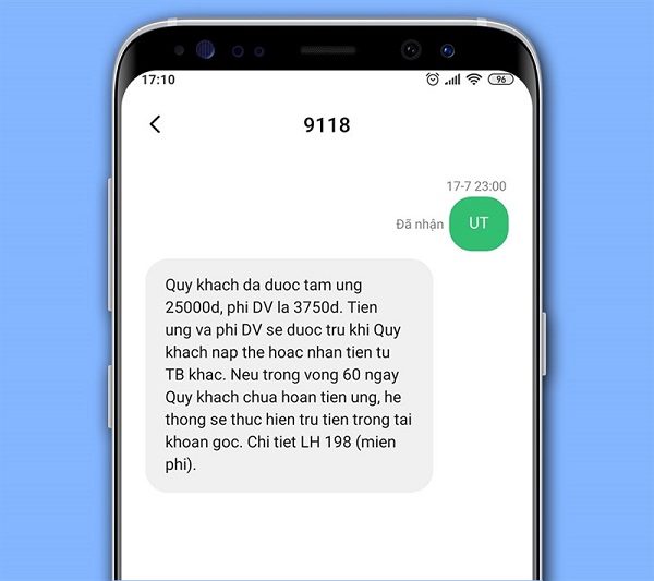 Dịch vụ ứng tiền linh hoạt qua tổng đài 9118