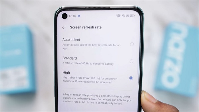 Realme Narzo 50 hỗ trợ tần số quét 120Hz
