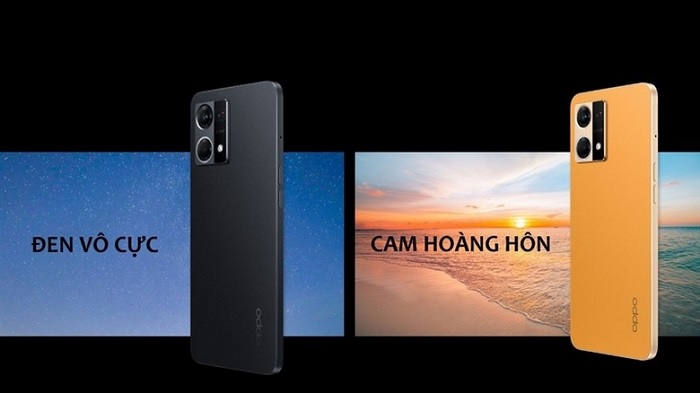 OPPO Reno7 màu Đen vô cực và Cam hoàng hôn