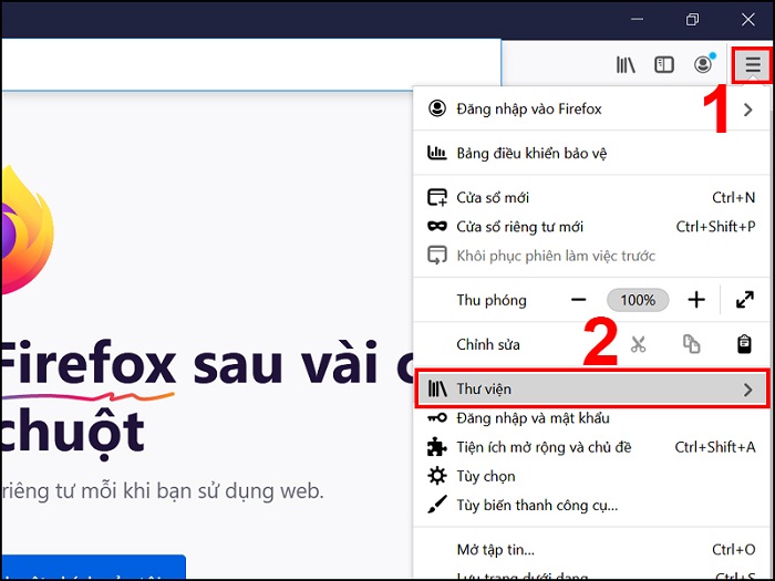 Chọn mục Thư viện