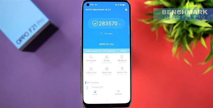 Kết quả chấm điểm hiệu năng của OPPO F21 Pro với phần mềm AnTuTu 