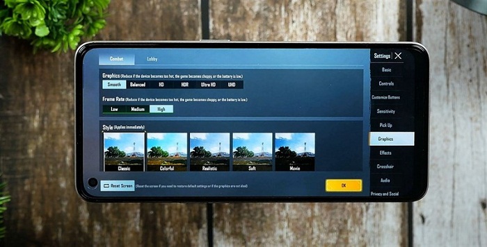 Thiết lập cấu hình của tựa game PUBG Mobile cho OPPO F21 Pro