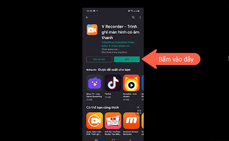 Bấm vào nút mở